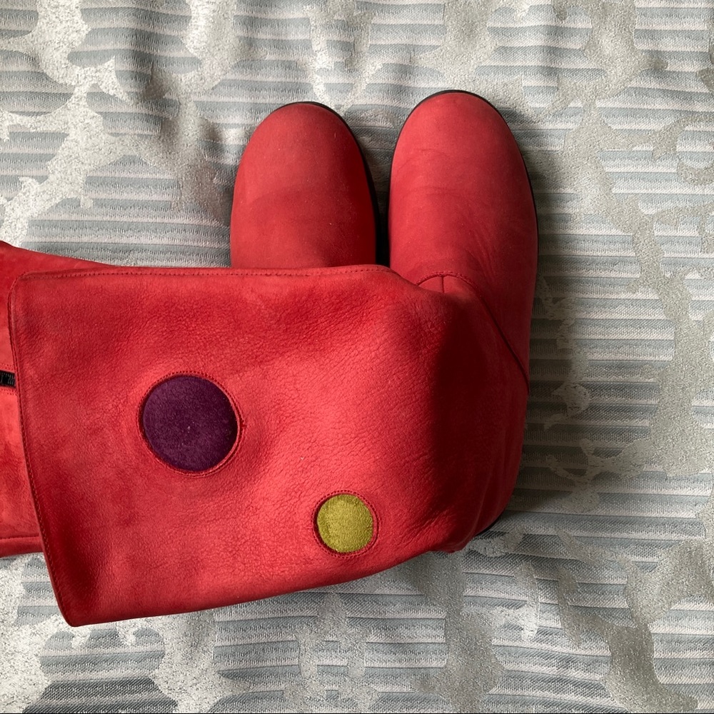 VTG 90s does 60s Red Leather Suede Gogo Boots with Bubble Design 🎨 - Picture 6 of 7